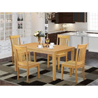 Ensemble Table à Manger Rectangulaire en Bois Massif et 4 Chaises – Ensemble de Salle à Manger/Cuisine en Chêne