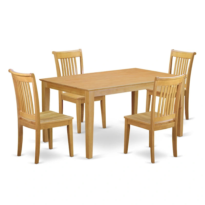 Ensemble Table à Manger Rectangulaire en Bois Massif et 4 Chaises – Ensemble de Salle à Manger/Cuisine en Chêne