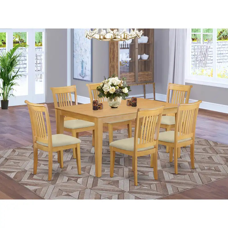 Ensemble Table à Manger Rectangulaire en Bois Massif et 4 Chaises – Ensemble de Salle à Manger/Cuisine en Chêne