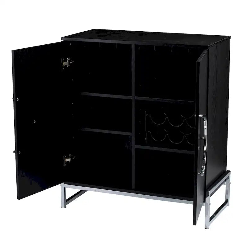 Meuble bar double porte Pierton – Meuble de rangement d'alcool autoportant avec étagères