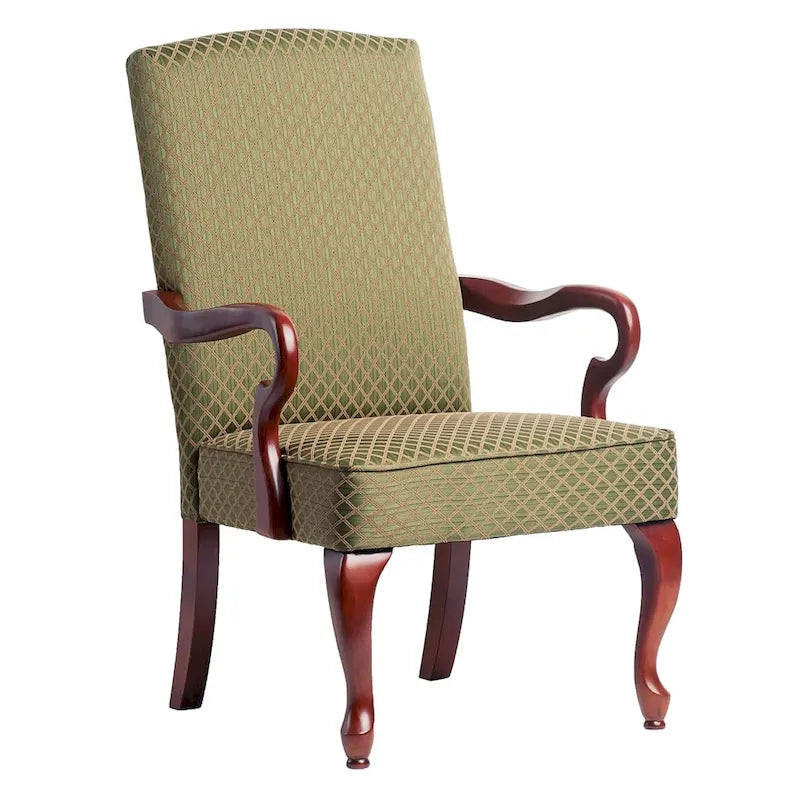 Chaise d'appoint traditionnelle à dossier incurvé col de cygne | Finition cerisier | Rembourrage moelleux | 4 couleurs
