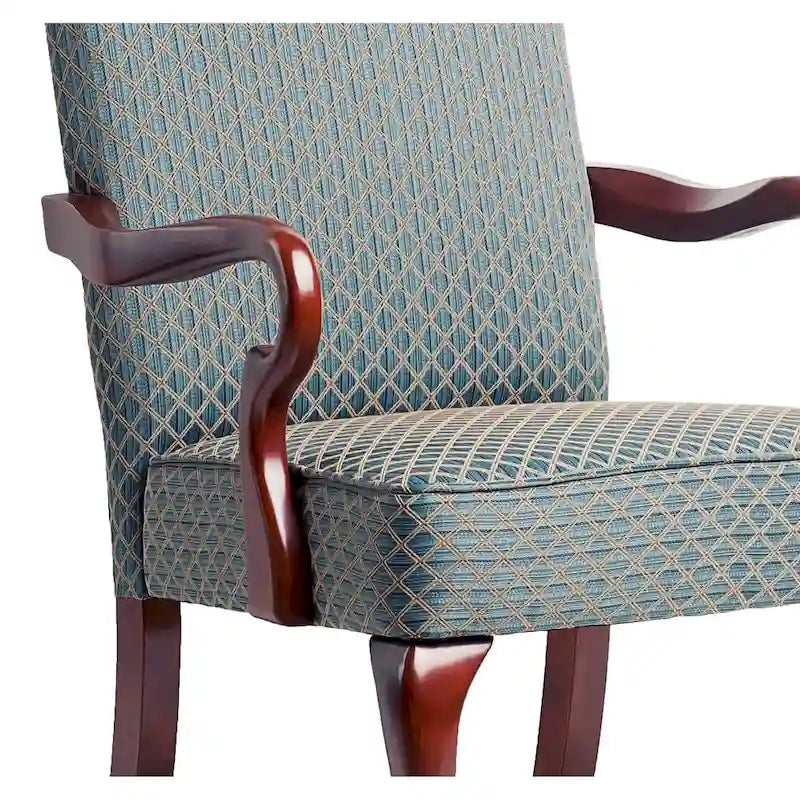 Chaise d'appoint traditionnelle à dossier incurvé col de cygne | Finition cerisier | Rembourrage moelleux | 4 couleurs