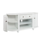 Meuble TV blanc Wells Modern Farmhouse – Console multimédia avec placards incurvés pour téléviseurs jusqu'à 46 po