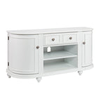 Meuble TV blanc Wells Modern Farmhouse – Console multimédia avec placards incurvés pour téléviseurs jusqu'à 46 po