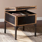 Table d'appoint Azul Antique Trunk – Table d'appoint de rangement vintage avec détails en bronze antique