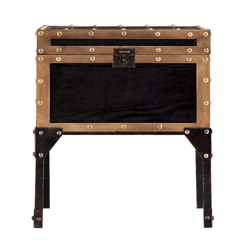 Table d'appoint Azul Antique Trunk – Table d'appoint de rangement vintage avec détails en bronze antique