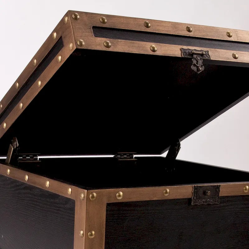 Table d'appoint Azul Antique Trunk – Table d'appoint de rangement vintage avec détails en bronze antique