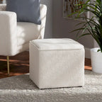 Pouffe rembourré en bouclette ivoire Isaiah moderne et contemporain