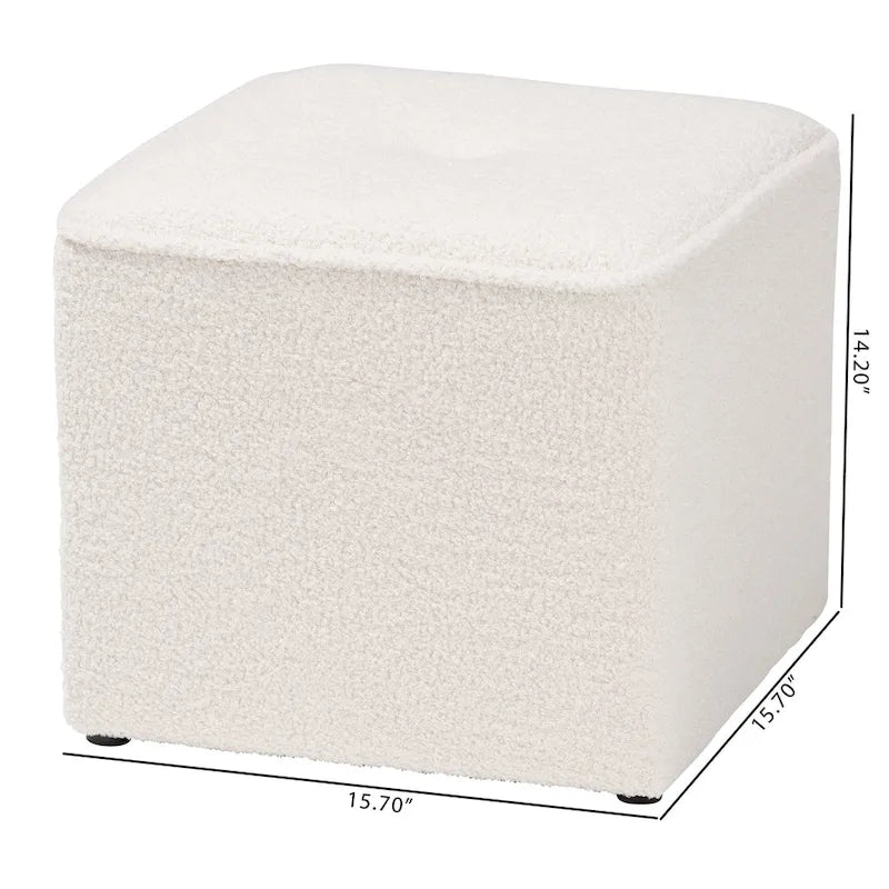 Pouffe rembourré en bouclette ivoire Isaiah moderne et contemporain
