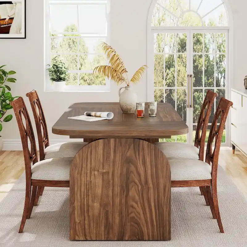 Table à manger rétro en bois de 63 pouces pour 4 à 6 personnes