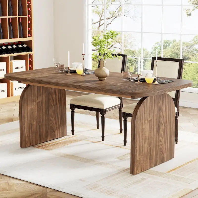 Table à manger rétro en bois de 63 pouces pour 4 à 6 personnes