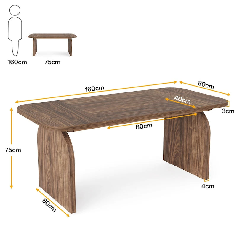 Table à manger rétro en bois de 63 pouces pour 4 à 6 personnes