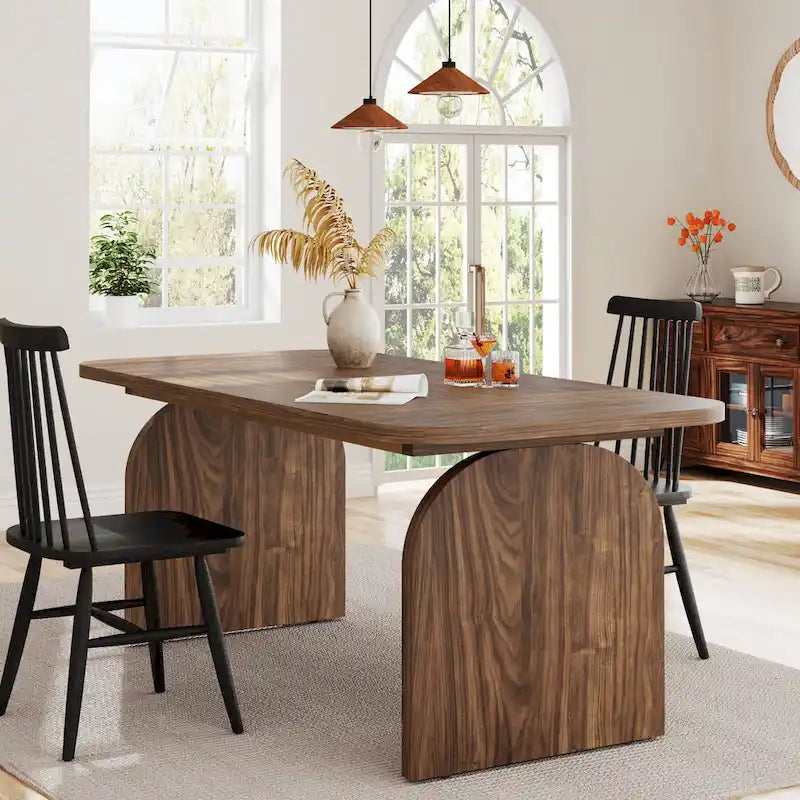 Table à manger rétro en bois de 63 pouces pour 4 à 6 personnes