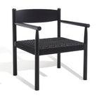 Fauteuil d'appoint bohème en corde tressée danoise | Cadre en bois massif | Style scandinave | 63,5 cm (L) x 63,5 cm (P) x 76,2 cm (H)