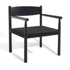 Fauteuil d'appoint bohème en corde tressée danoise | Cadre en bois massif | Style scandinave | 63,5 cm (L) x 63,5 cm (P) x 76,2 cm (H)