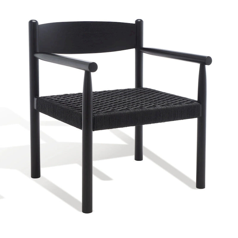 Fauteuil d'appoint bohème en corde tressée danoise | Cadre en bois massif | Style scandinave | 63,5 cm (L) x 63,5 cm (P) x 76,2 cm (H)