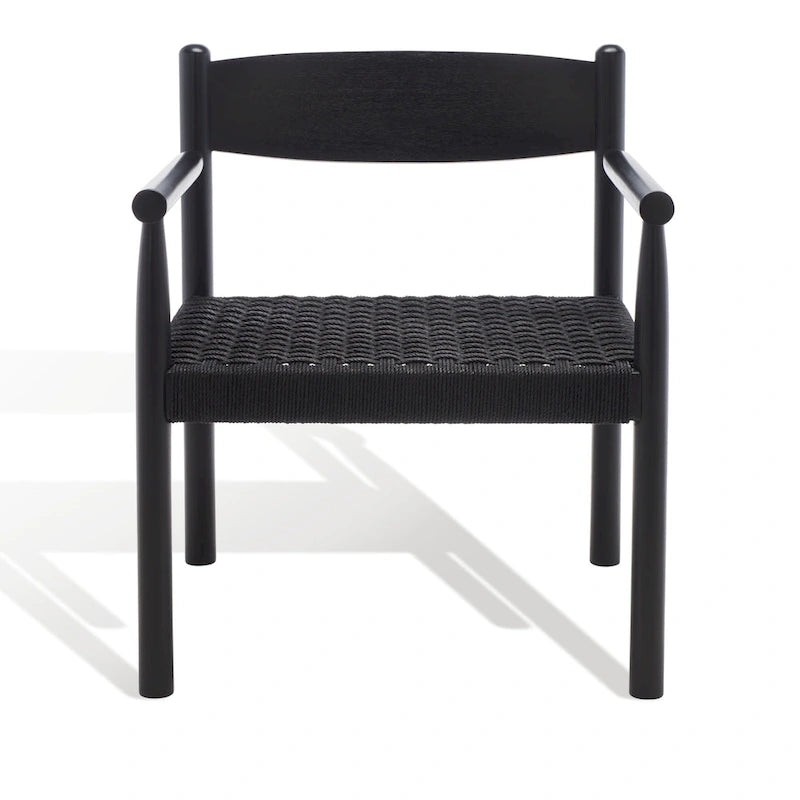 Fauteuil d'appoint bohème en corde tressée danoise | Cadre en bois massif | Style scandinave | 63,5 cm (L) x 63,5 cm (P) x 76,2 cm (H)