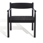 Fauteuil d'appoint bohème en corde tressée danoise | Cadre en bois massif | Style scandinave | 63,5 cm (L) x 63,5 cm (P) x 76,2 cm (H)