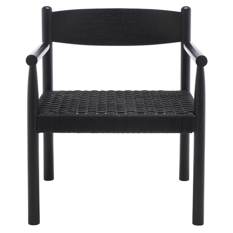 Fauteuil d'appoint bohème en corde tressée danoise | Cadre en bois massif | Style scandinave | 63,5 cm (L) x 63,5 cm (P) x 76,2 cm (H)