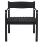 Fauteuil d'appoint bohème en corde tressée danoise | Cadre en bois massif | Style scandinave | 63,5 cm (L) x 63,5 cm (P) x 76,2 cm (H)