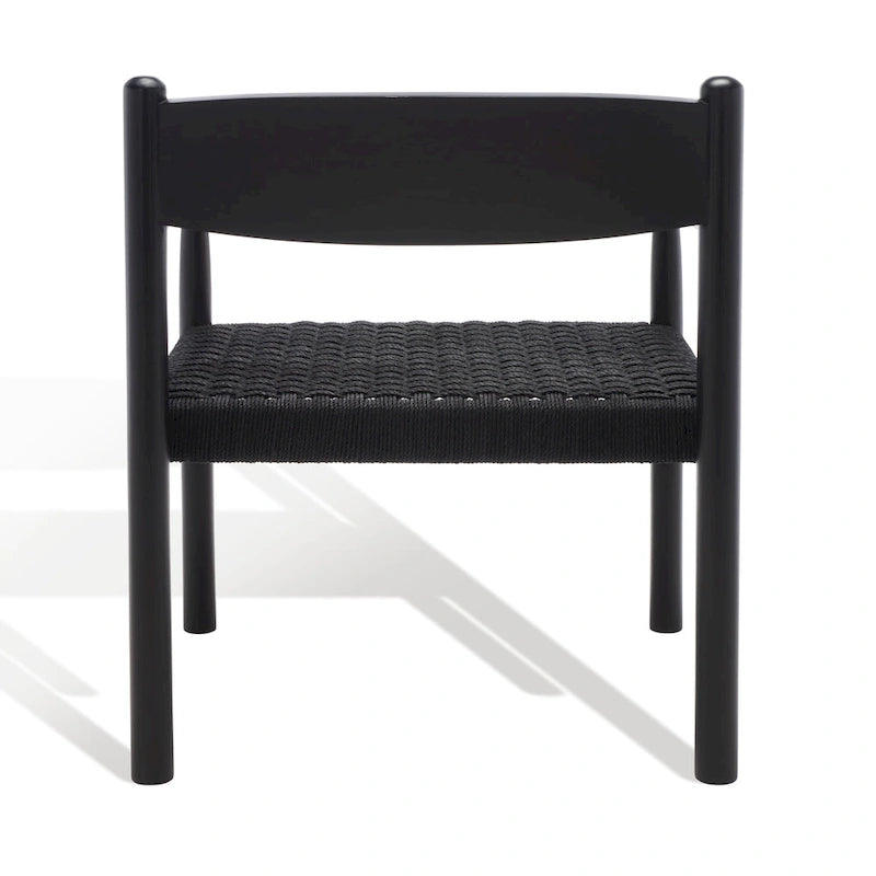 Fauteuil d'appoint bohème en corde tressée danoise | Cadre en bois massif | Style scandinave | 63,5 cm (L) x 63,5 cm (P) x 76,2 cm (H)