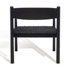 Fauteuil d'appoint bohème en corde tressée danoise | Cadre en bois massif | Style scandinave | 63,5 cm (L) x 63,5 cm (P) x 76,2 cm (H)
