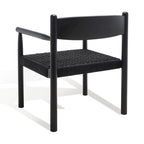 Fauteuil d'appoint bohème en corde tressée danoise | Cadre en bois massif | Style scandinave | 63,5 cm (L) x 63,5 cm (P) x 76,2 cm (H)