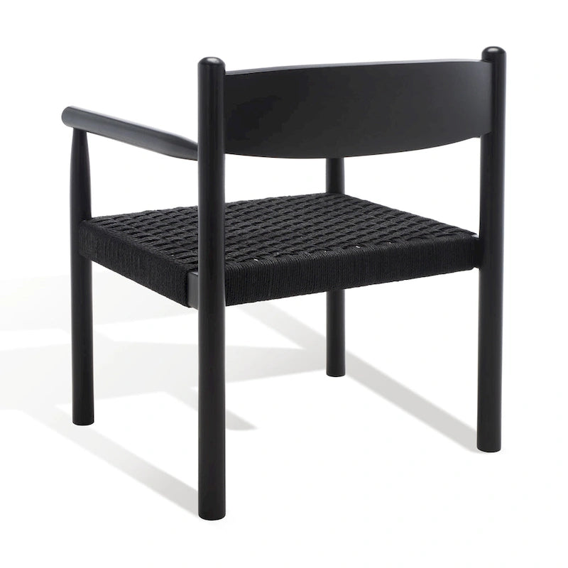 Fauteuil d'appoint bohème en corde tressée danoise | Cadre en bois massif | Style scandinave | 63,5 cm (L) x 63,5 cm (P) x 76,2 cm (H)
