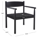 Fauteuil d'appoint bohème en corde tressée danoise | Cadre en bois massif | Style scandinave | 63,5 cm (L) x 63,5 cm (P) x 76,2 cm (H)
