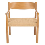Fauteuil d'appoint bohème en corde tressée danoise | Cadre en bois massif | Style scandinave | 63,5 cm (L) x 63,5 cm (P) x 76,2 cm (H)