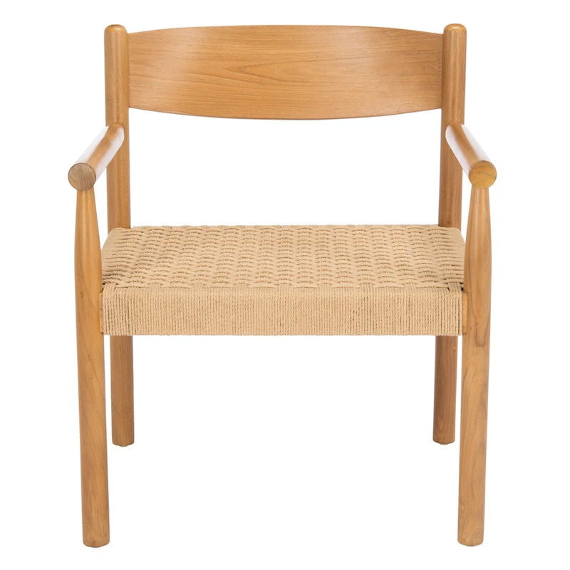 Fauteuil d'appoint bohème en corde tressée danoise | Cadre en bois massif | Style scandinave | 63,5 cm (L) x 63,5 cm (P) x 76,2 cm (H)