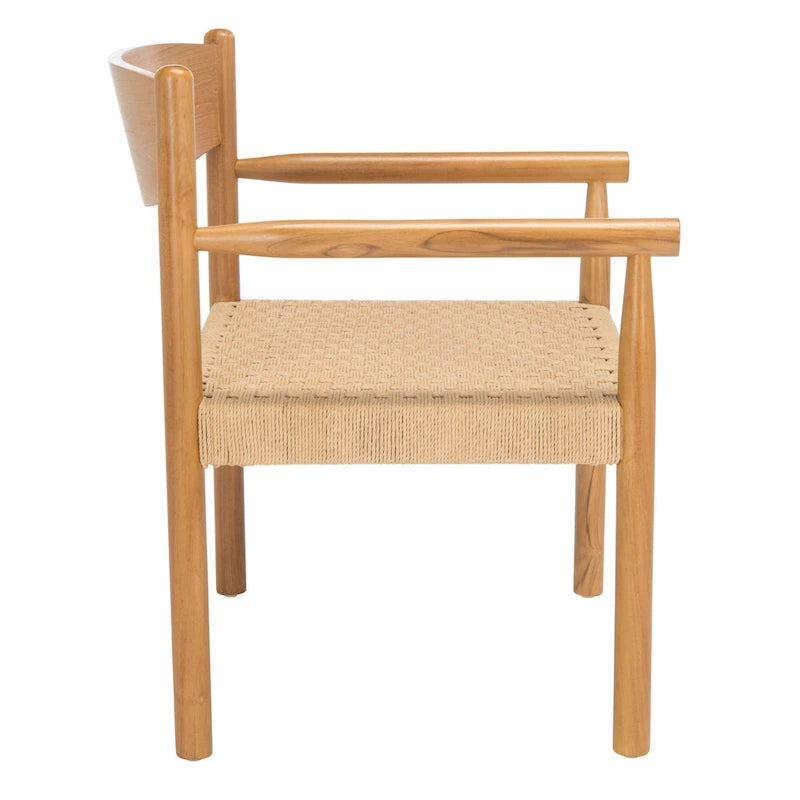 Fauteuil d'appoint bohème en corde tressée danoise | Cadre en bois massif | Style scandinave | 63,5 cm (L) x 63,5 cm (P) x 76,2 cm (H)
