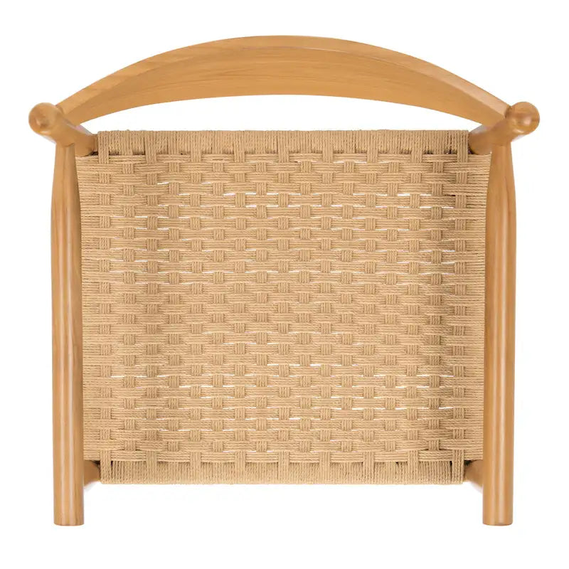 Fauteuil d'appoint bohème en corde tressée danoise | Cadre en bois massif | Style scandinave | 63,5 cm (L) x 63,5 cm (P) x 76,2 cm (H)