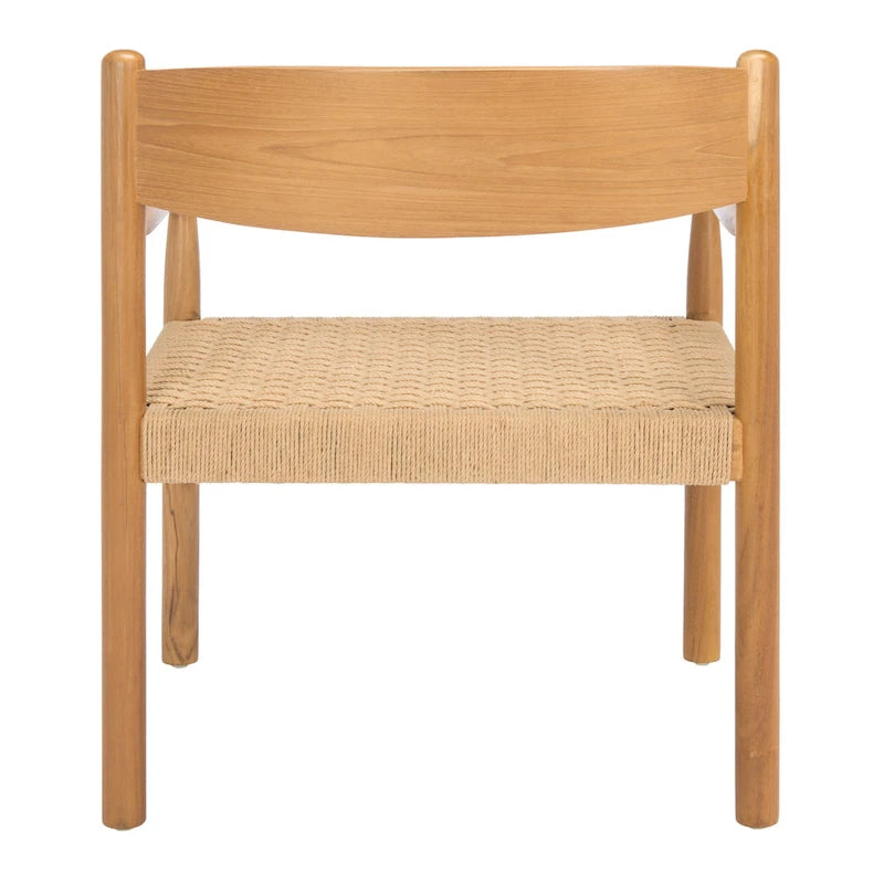 Fauteuil d'appoint bohème en corde tressée danoise | Cadre en bois massif | Style scandinave | 63,5 cm (L) x 63,5 cm (P) x 76,2 cm (H)