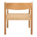 Fauteuil d'appoint bohème en corde tressée danoise | Cadre en bois massif | Style scandinave | 63,5 cm (L) x 63,5 cm (P) x 76,2 cm (H)