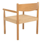 Fauteuil d'appoint bohème en corde tressée danoise | Cadre en bois massif | Style scandinave | 63,5 cm (L) x 63,5 cm (P) x 76,2 cm (H)