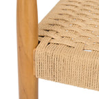 Fauteuil d'appoint bohème en corde tressée danoise | Cadre en bois massif | Style scandinave | 63,5 cm (L) x 63,5 cm (P) x 76,2 cm (H)