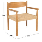 Fauteuil d'appoint bohème en corde tressée danoise | Cadre en bois massif | Style scandinave | 63,5 cm (L) x 63,5 cm (P) x 76,2 cm (H)