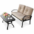 Costway Ensemble 2 Meubles de Jardin Canapé Causeuse Table Basse Banc avec - Voir Détails
