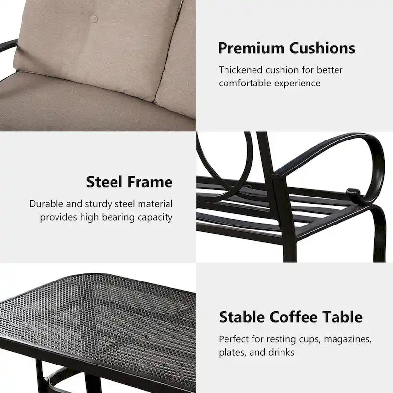 Costway Ensemble 2 Meubles de Jardin Canapé Causeuse Table Basse Banc avec - Voir Détails