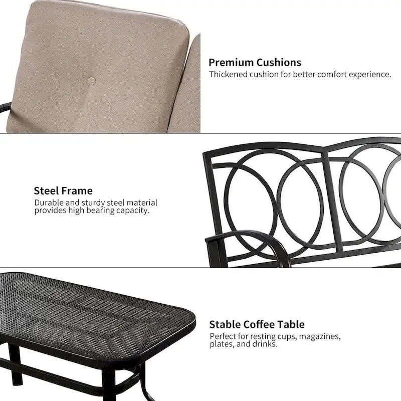Costway Ensemble 2 Meubles de Jardin Canapé Causeuse Table Basse Banc avec - Voir Détails