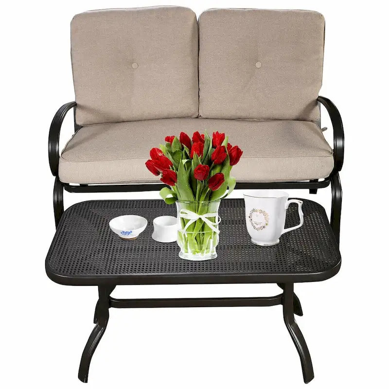 Costway Ensemble 2 Meubles de Jardin Canapé Causeuse Table Basse Banc avec - Voir Détails