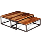 Lot de 2 tables basses gigognes – Tables de salon en bois de Sesham massif