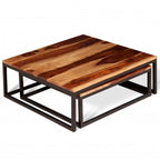 Lot de 2 tables basses gigognes – Tables de salon en bois de Sesham massif