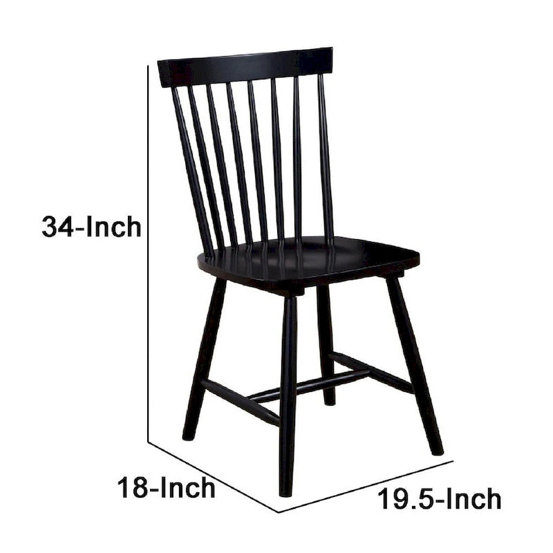 Chaise de salle à manger, hévéa, dossier Windsor, lot de 2 - 19,5 L x 18 l x 34 H