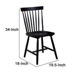 Chaise de salle à manger, hévéa, dossier Windsor, lot de 2 - 19,5 L x 18 l x 34 H