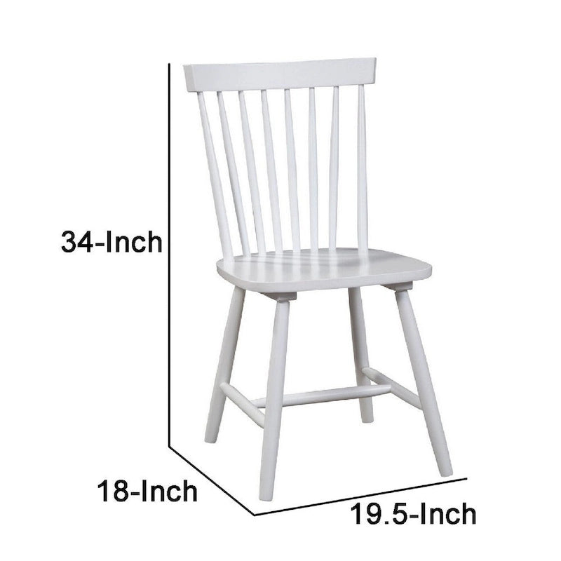 Chaise de salle à manger, hévéa, dossier Windsor, lot de 2 - 19,5 L x 18 l x 34 H