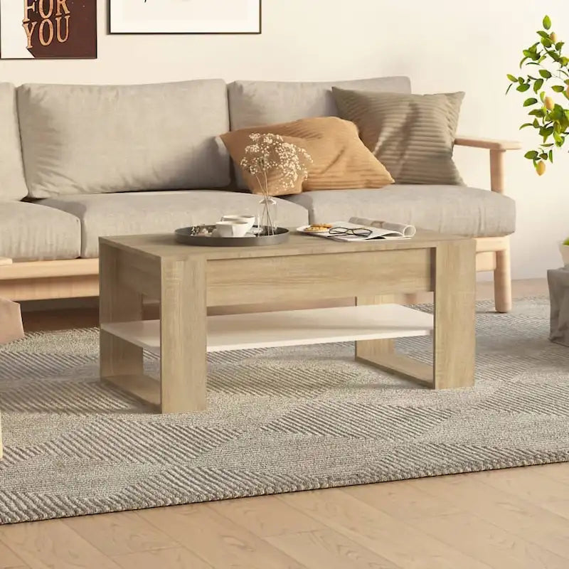 Table basse en bois composite multicolore – Table de salon moderne 40,2x21,7x17,7