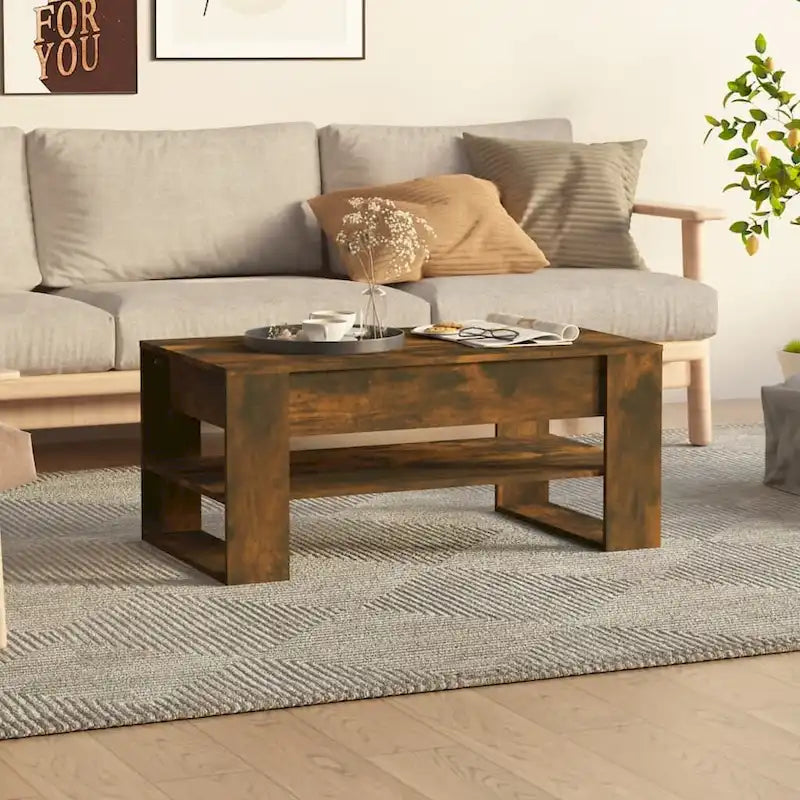 Table basse en bois composite multicolore – Table de salon moderne 40,2x21,7x17,7