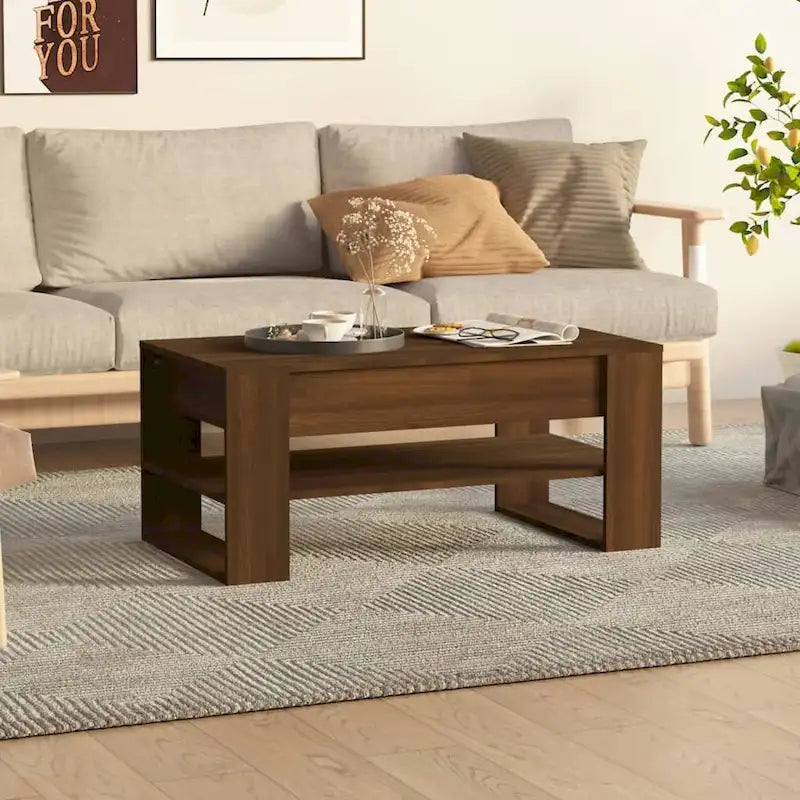 Table basse en bois composite multicolore – Table de salon moderne 40,2x21,7x17,7